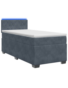 Letto con Box Spring, Materasso e LED Grigio Scuro 100 x 200 cm