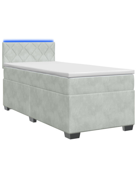 Letto con Box Spring, Materasso e LED Grigio Chiaro 80 x 200 cm