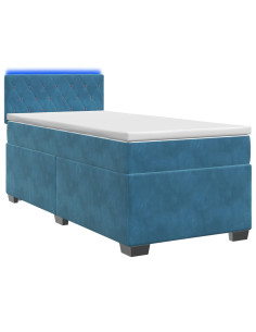 Letto con Box Spring, Materasso e LED Blu 80 x 200 cm Velluto