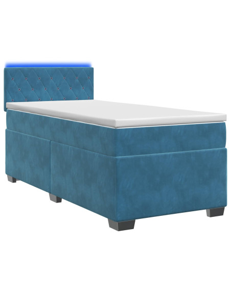 Letto con Box Spring, Materasso e LED Blu 80 x 200 cm Velluto