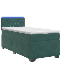 Letto con Box Spring, Materasso e LED Verde Scuro 80 x 200 cm