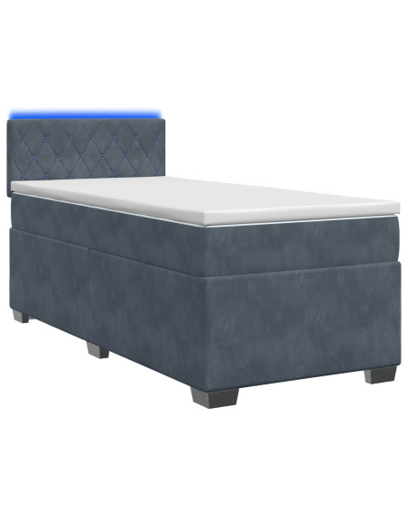 Letto con Box Spring, Materasso e LED Grigio Scuro 80 x 200 cm