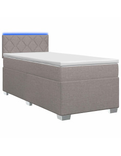 Letto con Box Spring, Materasso e LED Tortora 100 x 200 cm