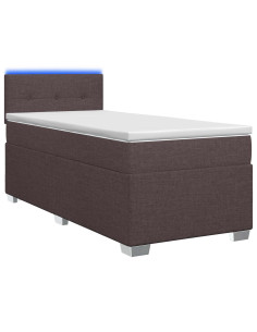 Letto con Box Spring, Materasso e LED Marrone Scuro Tessuto