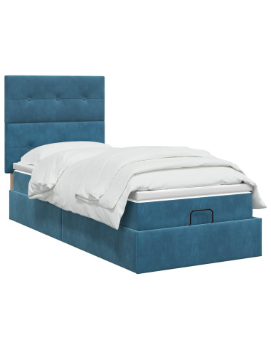 Letto ottomano con materasso Blu Scuro 80 x 200 cm Velluto