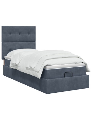Letto ottomano con materasso Grigio Scuro 80 x 200 cm Velluto