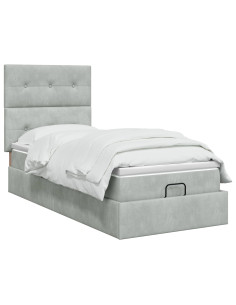 Letto ottomano con materasso Grigio Chiaro 80 x 200 cm Velluto 2