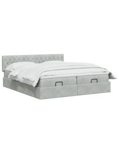 Letto Ottomano con Materasso e LED Grigio Chiaro 160 x 200 cm 2