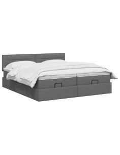 Letto Ottomano con Materasso e LED Grigio Scuro 160 x 200 cm 2
