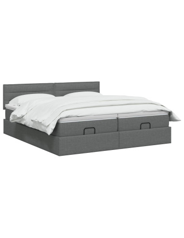 Letto Ottomano con Materasso e LED Grigio Scuro 160 x 200 cm