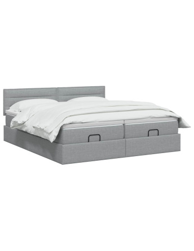 Letto Ottomano con Materasso e LED Grigio Chiaro 160 x 200 cm