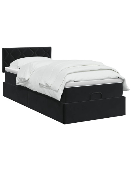 Letto Ottomano con Materasso e LED Nero 80 x 200 cm Velluto