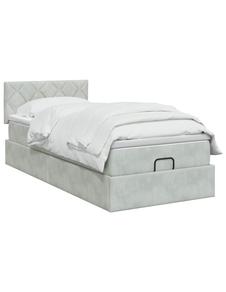 Letto Ottomano con Materasso e LED Grigio Chiaro 80 x 200 cm