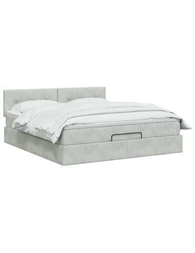 Letto Ottomano con Materasso e LED Grigio Chiaro 140 x 200 cm