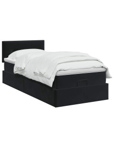 Letto Ottomano con Materasso e LED Nero 90 x 190 cm Velluto 2