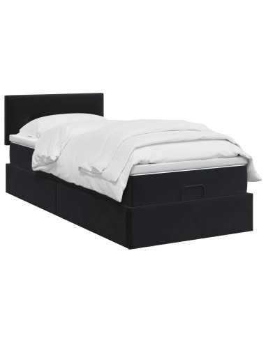 Letto Ottomano con Materasso e LED Nero 80 x 200 cm Velluto