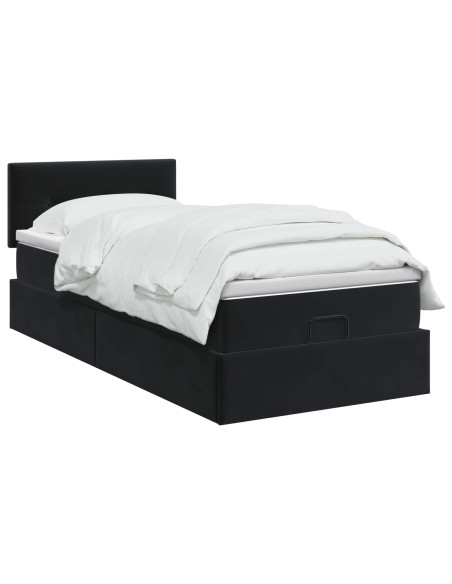 Letto Ottomano con Materasso e LED Nero 80 x 200 cm Velluto
