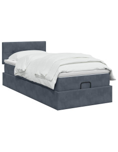 Letto Ottomano con Materasso e LED Grigio Scuro 80 x 200 cm 2