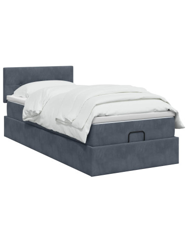 Letto Ottomano con Materasso e LED Grigio Scuro 80 x 200 cm