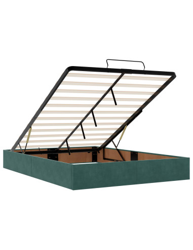 Letto Ottomano con Materasso e LED Verde Scuro 140 x 190 cm