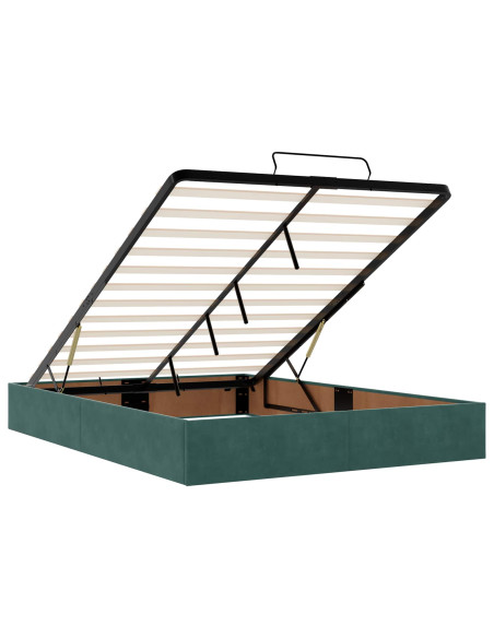 Letto Ottomano con Materasso e LED Verde Scuro 140 x 190 cm