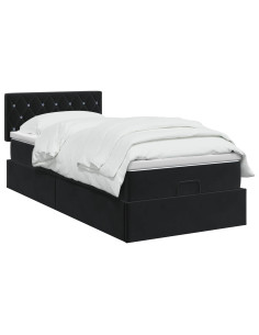 Letto Ottomano con Materasso e LED Nero 80 x 200 cm Velluto 2
