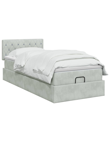 Letto Ottomano con Materasso e LED Grigio Chiaro 80 x 200 cm