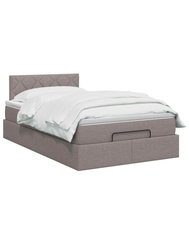 Letto Ottomano con Materasso e LED Tortora 120 x 200 cm Tessuto