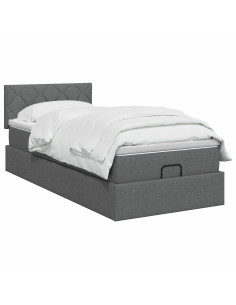 Letto Ottomano con Materasso e LED Grigio Scuro 100 x 200 cm 2