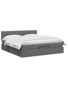 Letto Ottomano con Materasso e LED Grigio Scuro 160 x 200 cm 2
