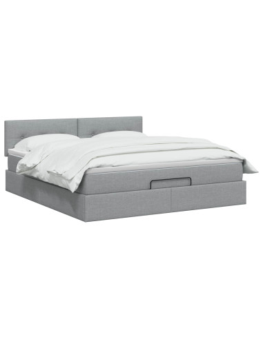 Letto Ottomano con Materasso e LED Grigio Chiaro 140 x 200 cm