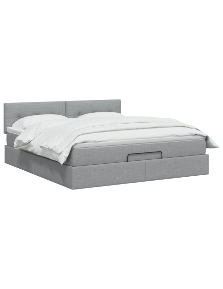 Letto Ottomano con Materasso e LED Grigio Chiaro 140 x 190 cm