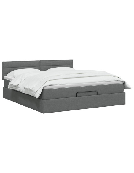 Letto Ottomano con Materasso e LED Grigio Scuro 140 x 200 cm