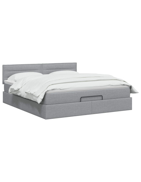 Letto Ottomano con Materasso e LED Grigio Chiaro 140 x 200 cm