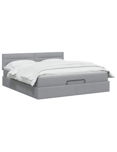 Letto Ottomano con Materasso e LED Grigio Chiaro 140 x 190 cm 2