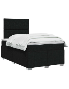 Letto Box Spring LED con Materasso Nero 120 x 190 cm Tessuto 2