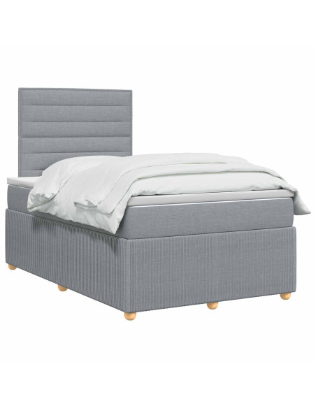 Letto Box Spring LED con Materasso Grigio Chiaro 120 x 190 cm