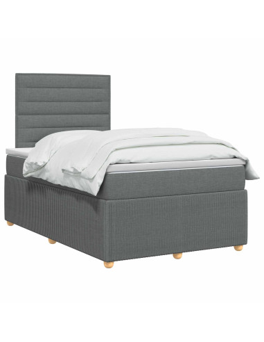 Letto Box Spring LED con Materasso Grigio Scuro 120 x 190 cm
