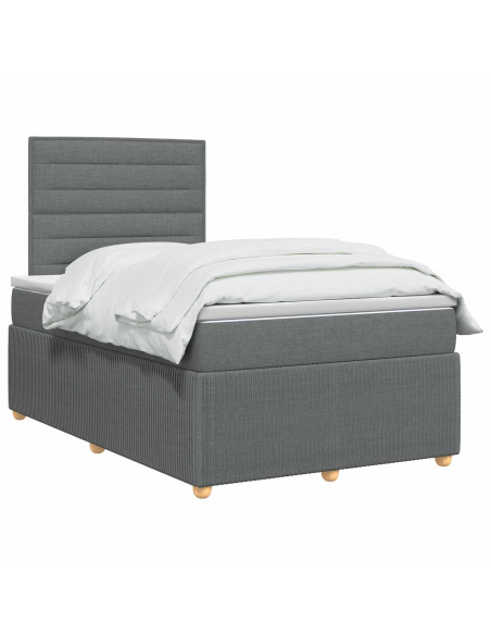 Letto Box Spring LED con Materasso Grigio Scuro 120 x 190 cm