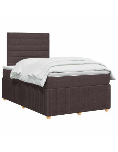 Letto Box Spring LED con Materasso Marrone Scuro 120 x 190 cm