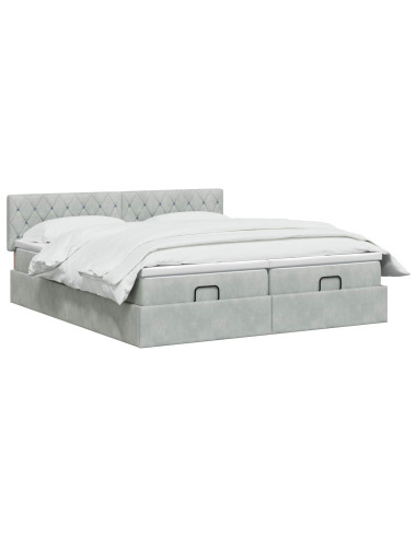 Letto ottomano con materasso 2 pcs Grigio Chiaro Velluto
