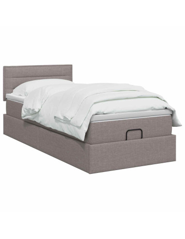 Letto Ottomano con Materasso e LED Tortora 80 x 200 cm Tessuto