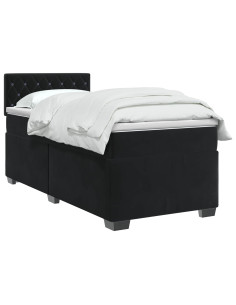 Letto con Box Spring, Materasso e LED Nero 100 x 200 cm Velluto 2