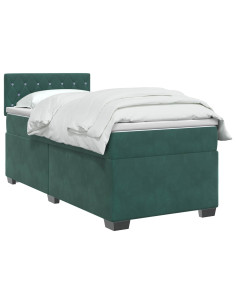 Letto con Box Spring, Materasso e LED Verde Scuro 100 x 200 cm 2