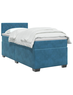 Letto con Box Spring, Materasso e LED Blu 100 x 200 cm Velluto 2