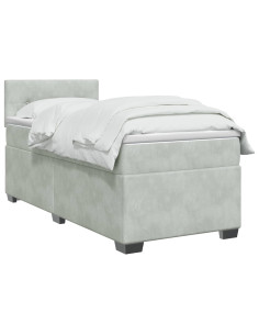 Letto con Box Spring, Materasso e LED Grigio Chiaro Velluto 2