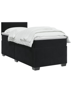 Letto con Box Spring, Materasso e LED Nero 100 x 200 cm Velluto 2