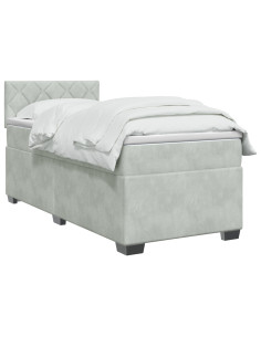 Letto con Box Spring, Materasso e LED Grigio Chiaro Velluto 2