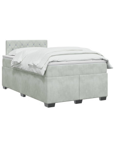 Letto con Box Spring, Materasso e LED Grigio Chiaro Velluto 2