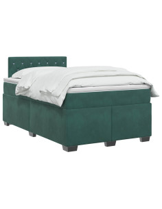 Letto con Box Spring, Materasso e LED Verde Scuro 120 x 200 cm 2